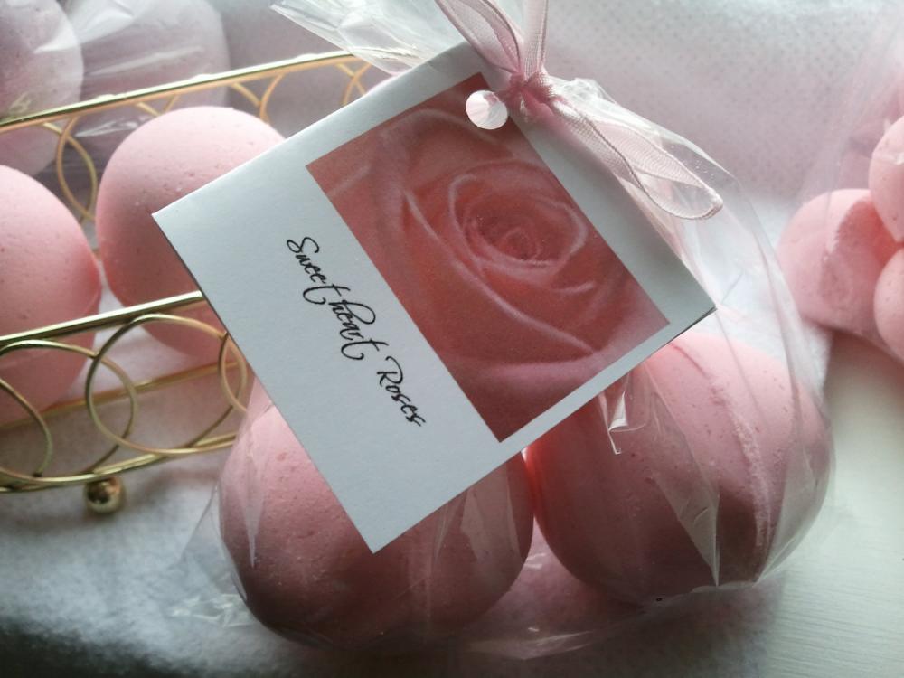 12 Bath Bombs 1 Oz Each (sweetheart Roses) Gift Bag Bath Fizzies, Great For Dry Skin, Shea, Cocoa